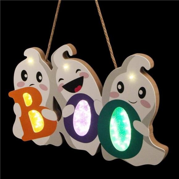 Halloween Door Decor Hanging Sign, BOO Ghost Halloween Door Hanger - Picture 1 of 8